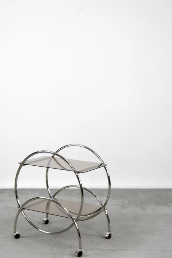 Pamono Vintage Bar Cart Chrome & Smoked Glass from Ikea, 1970s Best