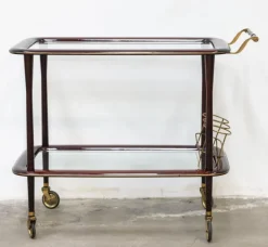 Pamono Vintage Bar Cart in Lacquered Wood and Brass, 1950s