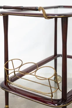 Pamono Vintage Bar Cart in Lacquered Wood and Brass, 1950s
