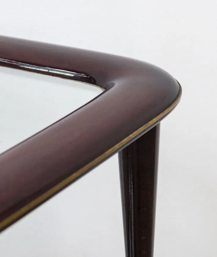Pamono Vintage Bar Cart in Lacquered Wood and Brass, 1950s