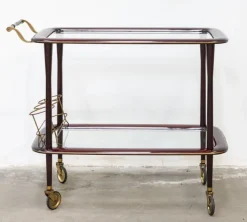 Pamono Vintage Bar Cart in Lacquered Wood and Brass, 1950s