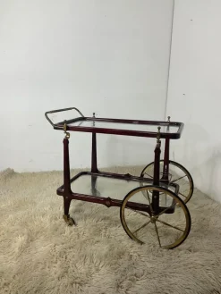 Pamono Vintage Bar Trolley in Lacquered Wood and Brass, 1950 Hot