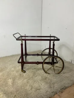 Pamono Vintage Bar Trolley in Lacquered Wood and Brass, 1950 Hot