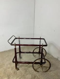 Pamono Vintage Bar Trolley in Lacquered Wood and Brass, 1950 Hot