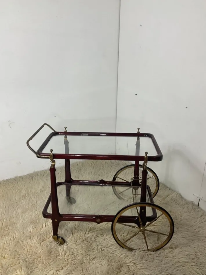 Pamono Vintage Bar Trolley in Lacquered Wood and Brass, 1950 Hot