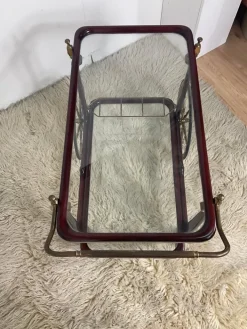 Pamono Vintage Bar Trolley in Lacquered Wood and Brass, 1950 Hot