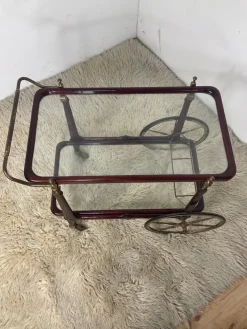 Pamono Vintage Bar Trolley in Lacquered Wood and Brass, 1950 Hot