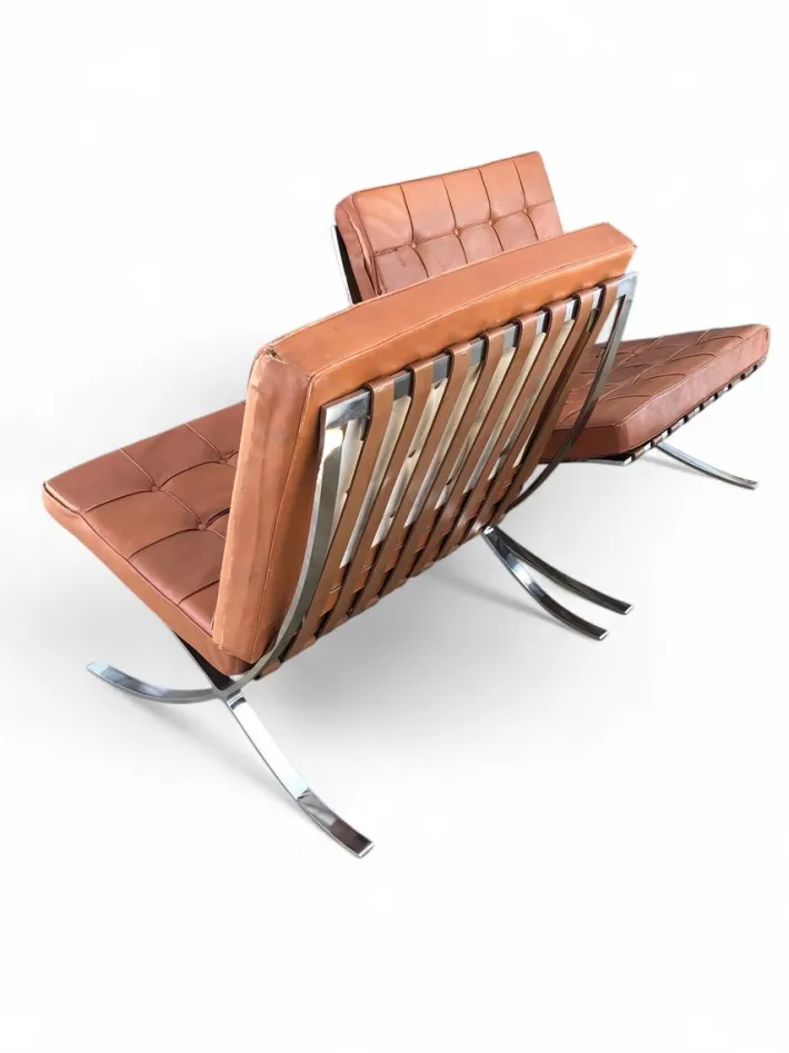 Pamono Vintage Barcelona Lounge Chairs with Ottoman by Mies Van Der Rohe for Knoll, 1960s, Set of 3 Hot