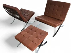 Pamono Vintage Barcelona Lounge Chairs with Ottoman by Mies Van Der Rohe for Knoll, 1960s, Set of 3 Hot