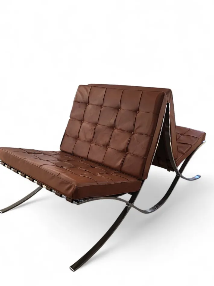 Pamono Vintage Barcelona Lounge Chairs with Ottoman by Mies Van Der Rohe for Knoll, 1960s, Set of 3 Hot