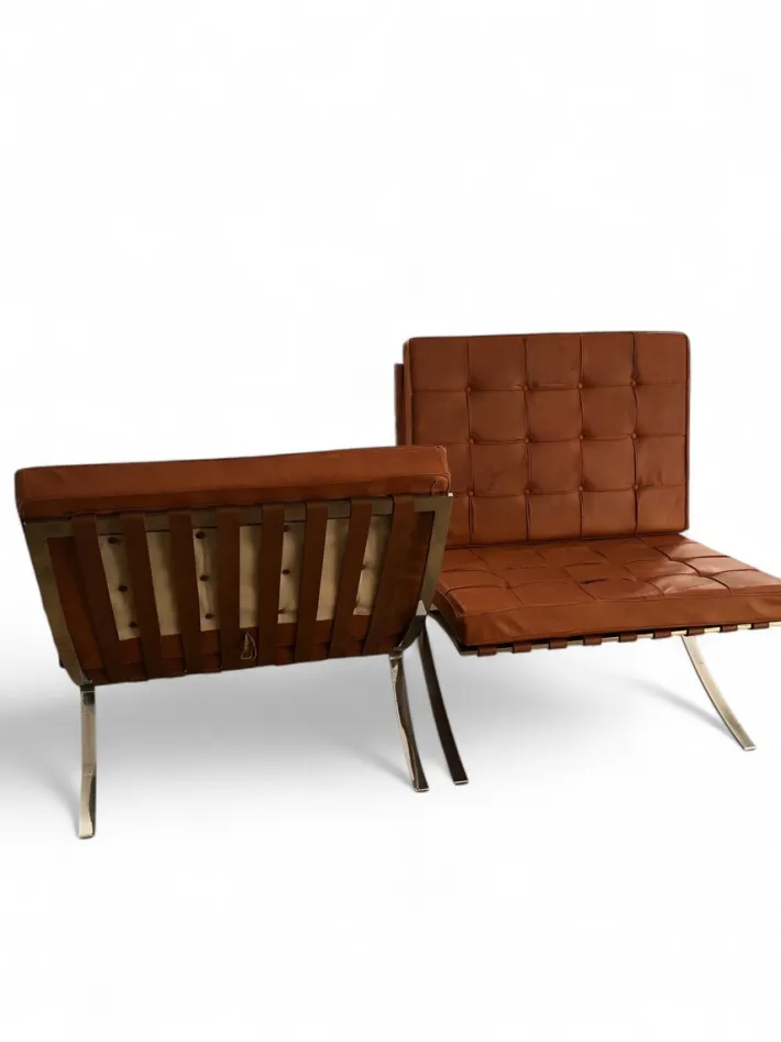 Pamono Vintage Barcelona Lounge Chairs with Ottoman by Mies Van Der Rohe for Knoll, 1960s, Set of 3 Hot