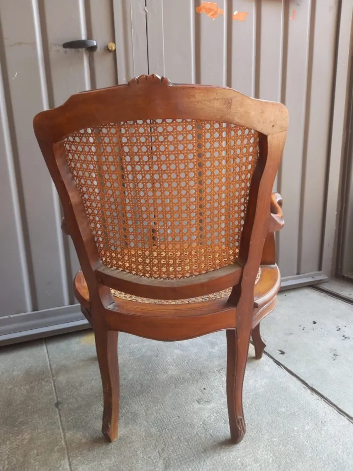 Pamono Vintage Baroque Style Armchair in Hand-Woven Vienna Straw, 1950s Clearance