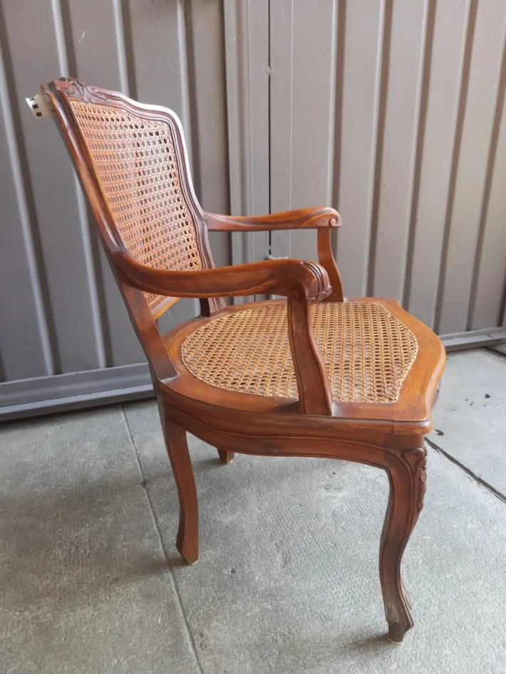 Pamono Vintage Baroque Style Armchair in Hand-Woven Vienna Straw, 1950s Clearance