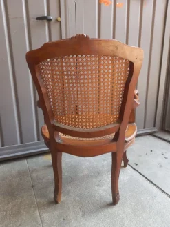 Pamono Vintage Baroque Style Armchair in Hand-Woven Vienna Straw, 1950s Clearance