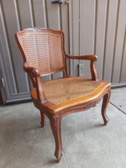 Pamono Vintage Baroque Style Armchair in Hand-Woven Vienna Straw, 1950s Clearance