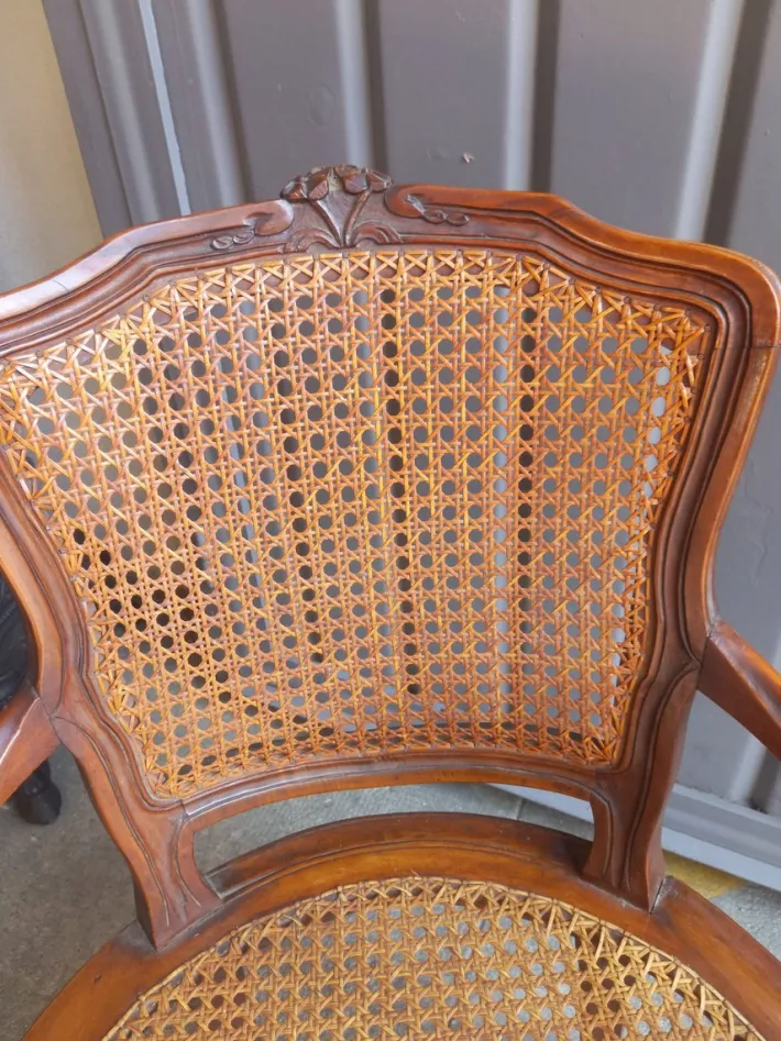 Pamono Vintage Baroque Style Armchair in Hand-Woven Vienna Straw, 1950s Clearance