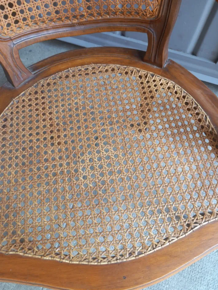 Pamono Vintage Baroque Style Armchair in Hand-Woven Vienna Straw, 1950s Clearance