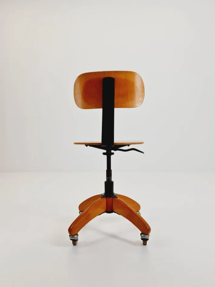 Pamono Vintage Bauhaus Swivel Office Chair in Wood by Böhler, 1940s Discount