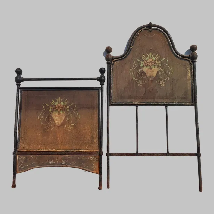 Pamono Vintage Bed Headboard and Footboard in Wrought Iron New