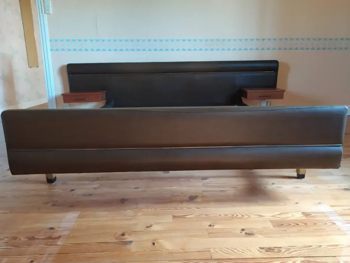 Pamono Vintage Bed in Teak & Skai by Roger Landault, 1960s Best