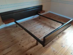 Pamono Vintage Bed in Teak & Skai by Roger Landault, 1960s Best