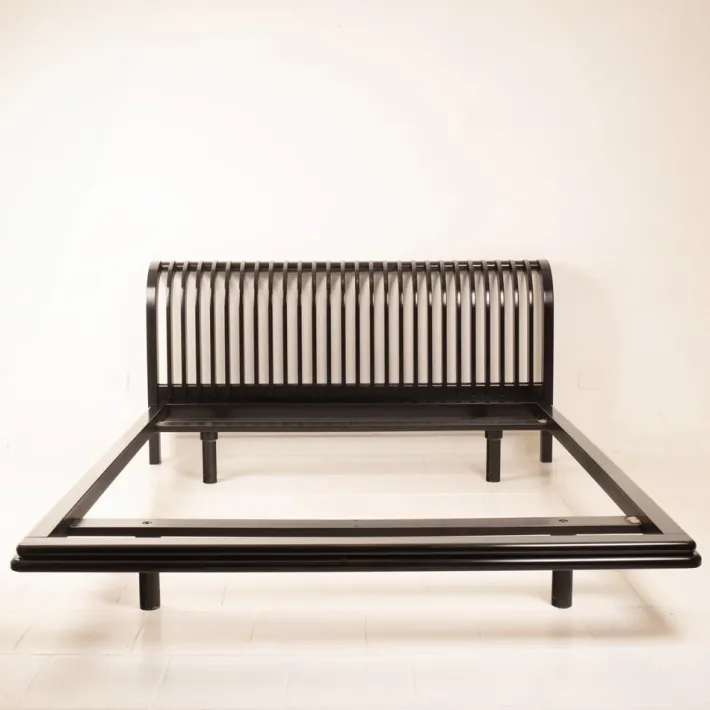 Pamono Vintage Bed in Wood and Brass by Pierre Cardin, 1980s Hot