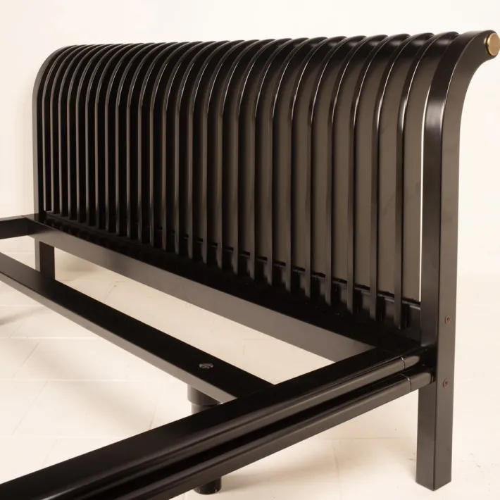 Pamono Vintage Bed in Wood and Brass by Pierre Cardin, 1980s Hot