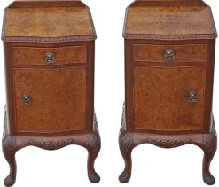 Pamono Vintage Bedside Tables in Burr Walnut, 1920, Set of 2 Discount