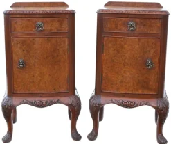 Pamono Vintage Bedside Tables in Burr Walnut, 1920, Set of 2 Discount