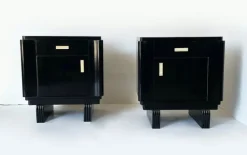 Pamono Vintage Bedside Tables in Lacquered Black, 1970s, Set of 2 Best