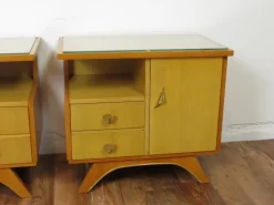 Pamono Vintage Bedside Tables with Drawers and Glass Top, 1950s, Set of 2 Clearance