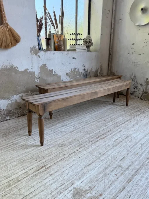Pamono Vintage Benches with Oak and Beech Slats, 1950, Set of 2