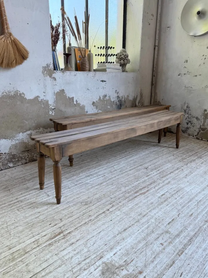 Pamono Vintage Benches with Oak and Beech Slats, 1950, Set of 2
