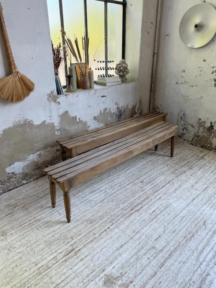 Pamono Vintage Benches with Oak and Beech Slats, 1950, Set of 2