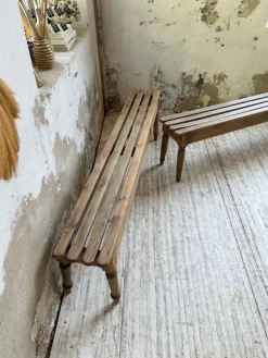 Pamono Vintage Benches with Oak and Beech Slats, 1950, Set of 2