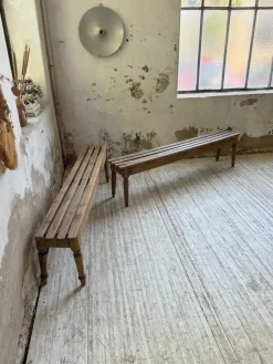 Pamono Vintage Benches with Oak and Beech Slats, 1950, Set of 2