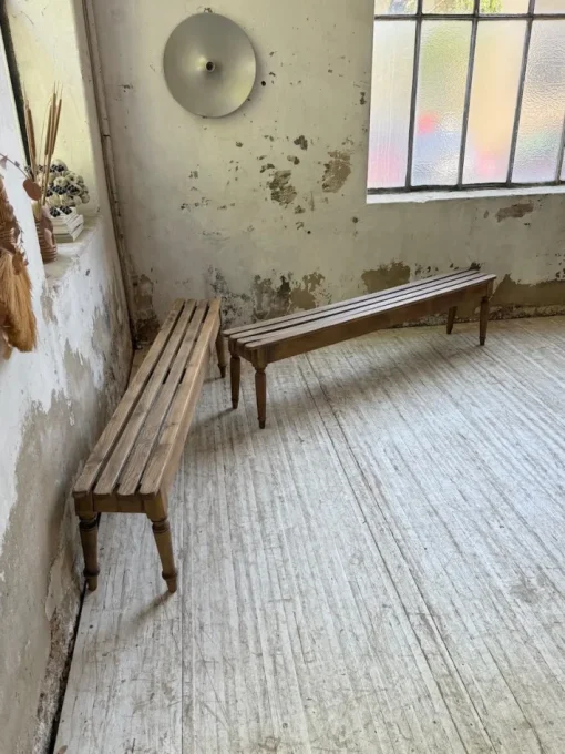 Pamono Vintage Benches with Oak and Beech Slats, 1950, Set of 2