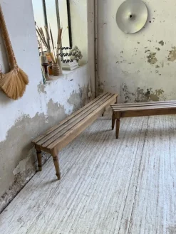 Pamono Vintage Benches with Oak and Beech Slats, 1950, Set of 2