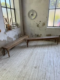 Pamono Vintage Benches with Oak and Beech Slats, 1950, Set of 2