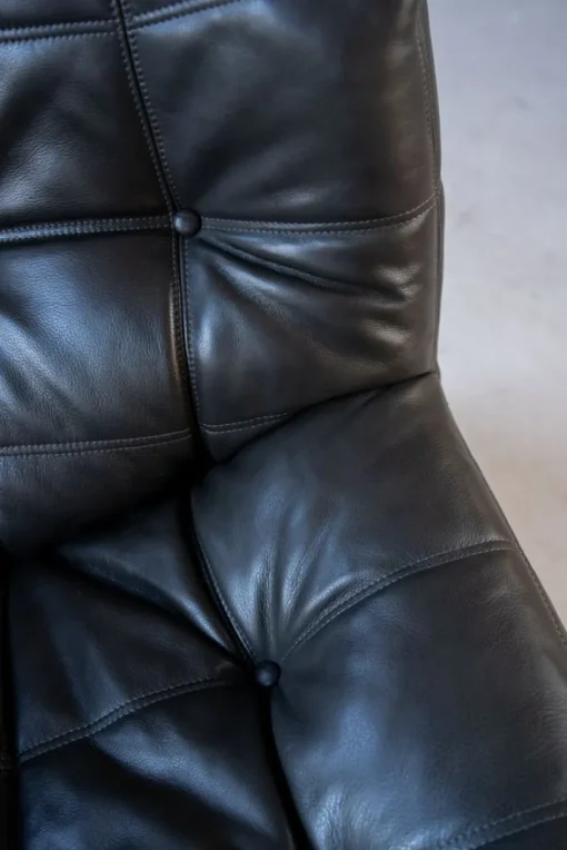 Pamono Vintage Black Leather Kashima Living Room Set by Michel Ducaroy for Ligne Roset, 1976, Set of 3 Clearance
