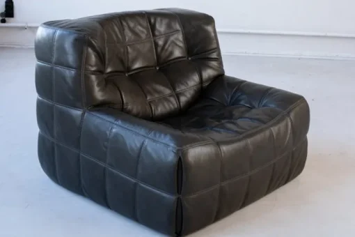 Pamono Vintage Black Leather Kashima Living Room Set by Michel Ducaroy for Ligne Roset, 1976, Set of 3 Clearance