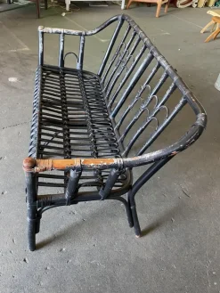 Pamono Vintage Black-Painted Rattan Bench Online