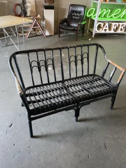 Pamono Vintage Black-Painted Rattan Bench Online