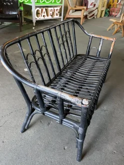 Pamono Vintage Black-Painted Rattan Bench Online