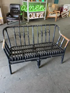 Pamono Vintage Black-Painted Rattan Bench Online