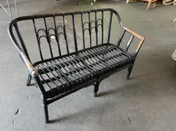 Pamono Vintage Black-Painted Rattan Bench Online