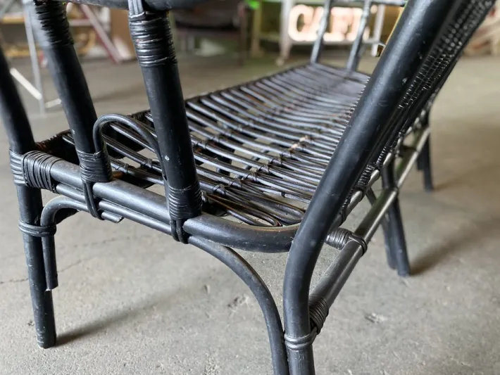 Pamono Vintage Black-Painted Rattan Bench Online