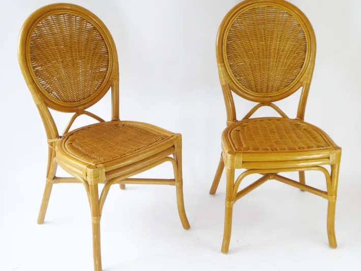 Pamono Vintage Bohemian Rattan & Wicker Peacock Seat, Set of 2 Discount