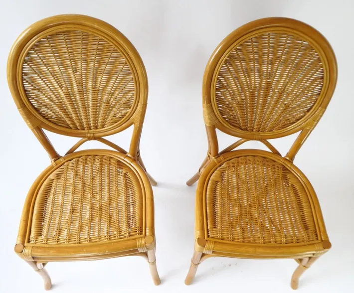 Pamono Vintage Bohemian Rattan & Wicker Peacock Seat, Set of 2 Discount