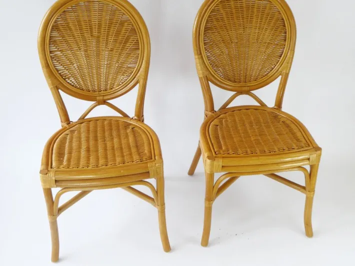 Pamono Vintage Bohemian Rattan & Wicker Peacock Seat, Set of 2 Discount